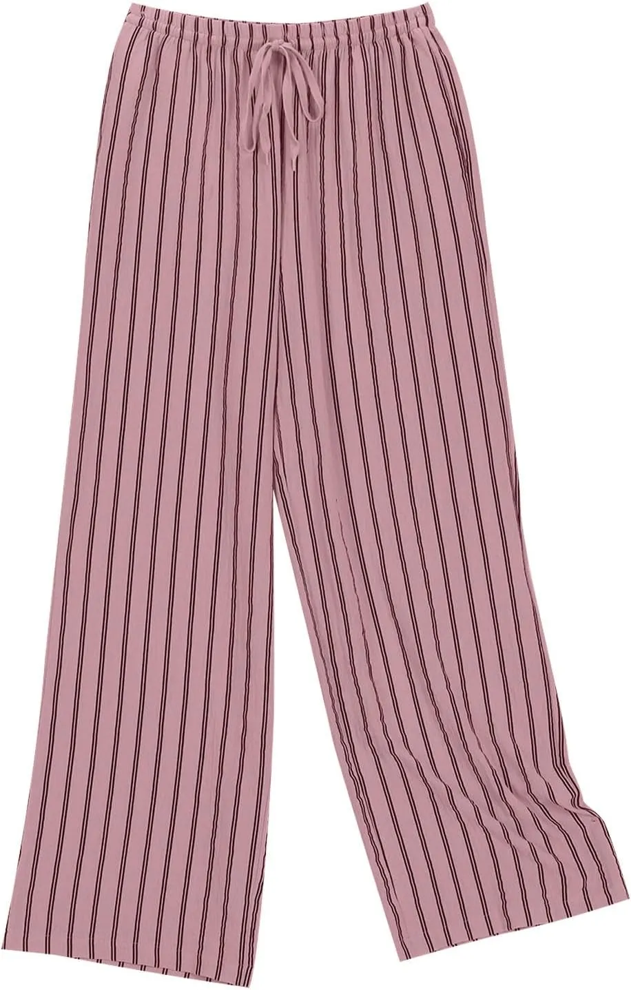 2025 Women Striped Wide Leg Pant Casual Drawstring Waist Pant Baggy Contrast Lounge Sleepwear Straight Leg Trouser