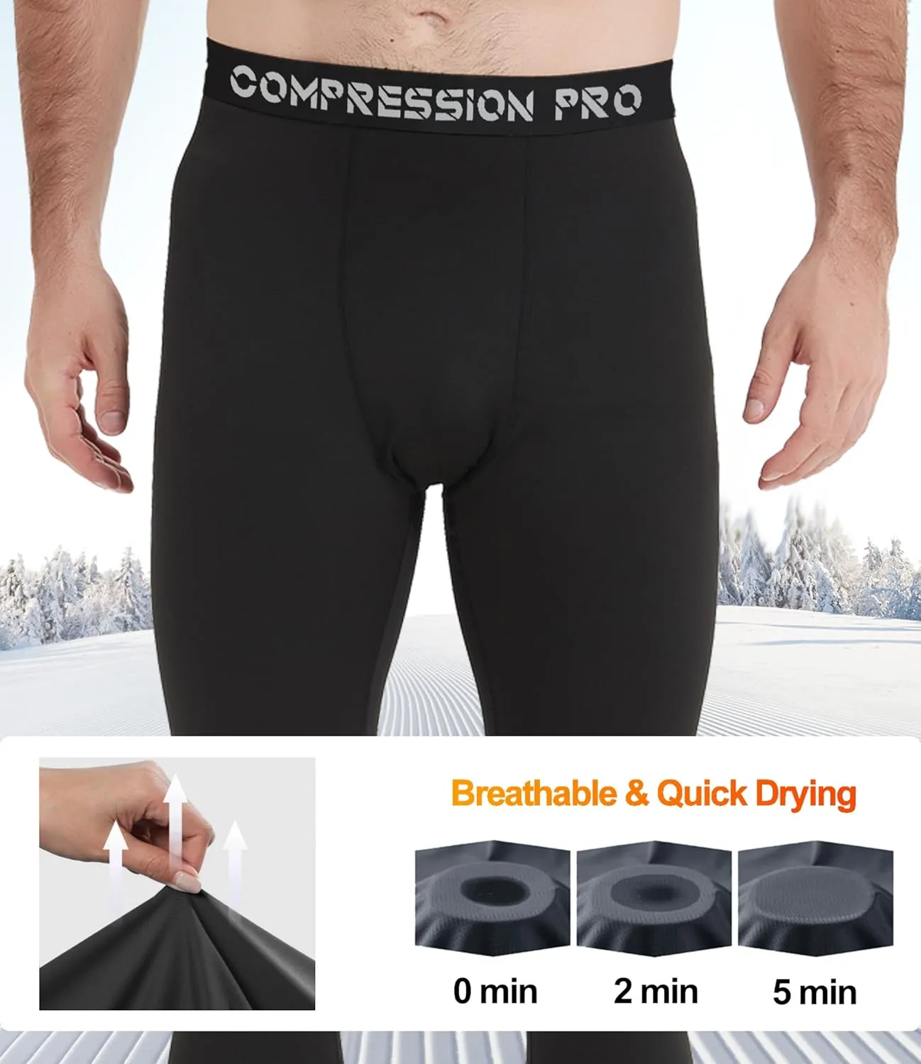 4 Pack Men Thermal Compression Pants,Fleece Lined Heated Leggings for Cold Weather Sports Athletic Winter Baselayer