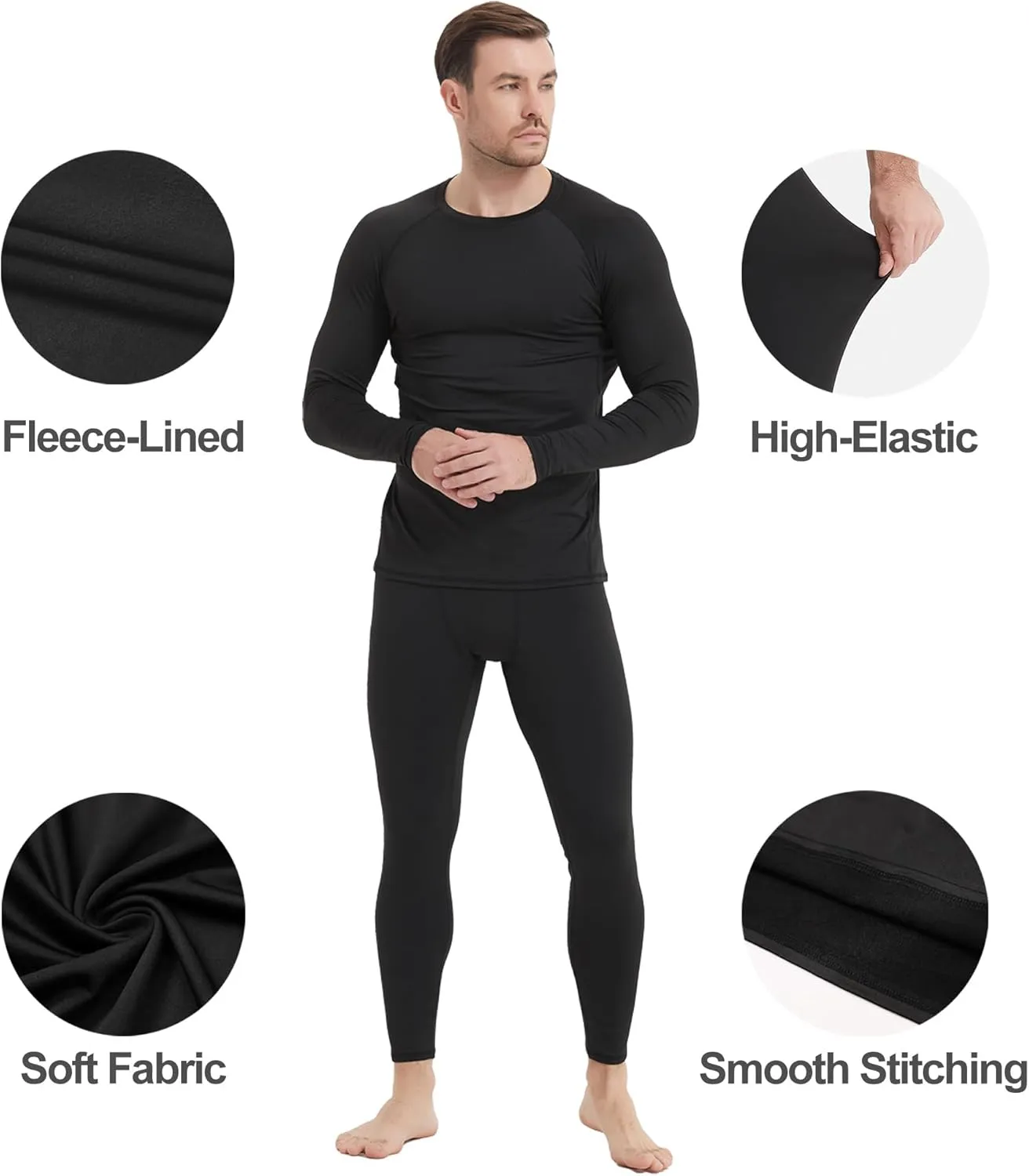 4 Pack Men Thermal Compression Pants,Fleece Lined Heated Leggings for Cold Weather Sports Athletic Winter Baselayer