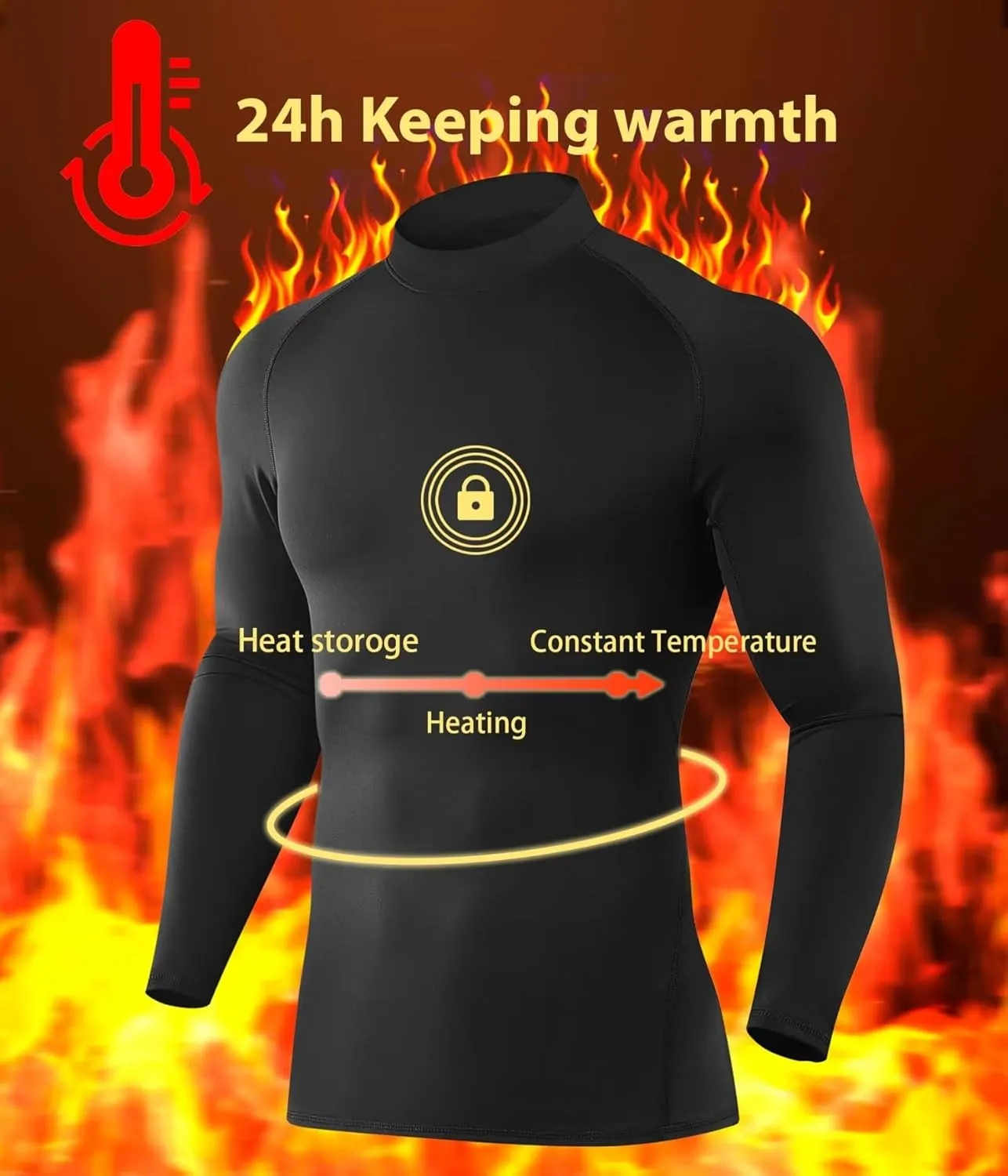 5 or 4 Pack Men's Thermal Compression Shirt Fleece Lined Long Sleeve Athletic Base Layer Cold Weather Gear Workout Top