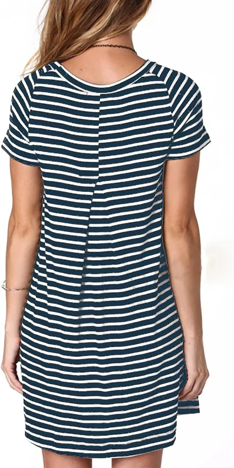 Alaster Womens Casual Summer T Shirt Dress Loose Short Sleeve Tunic Dress with Pocket for Women