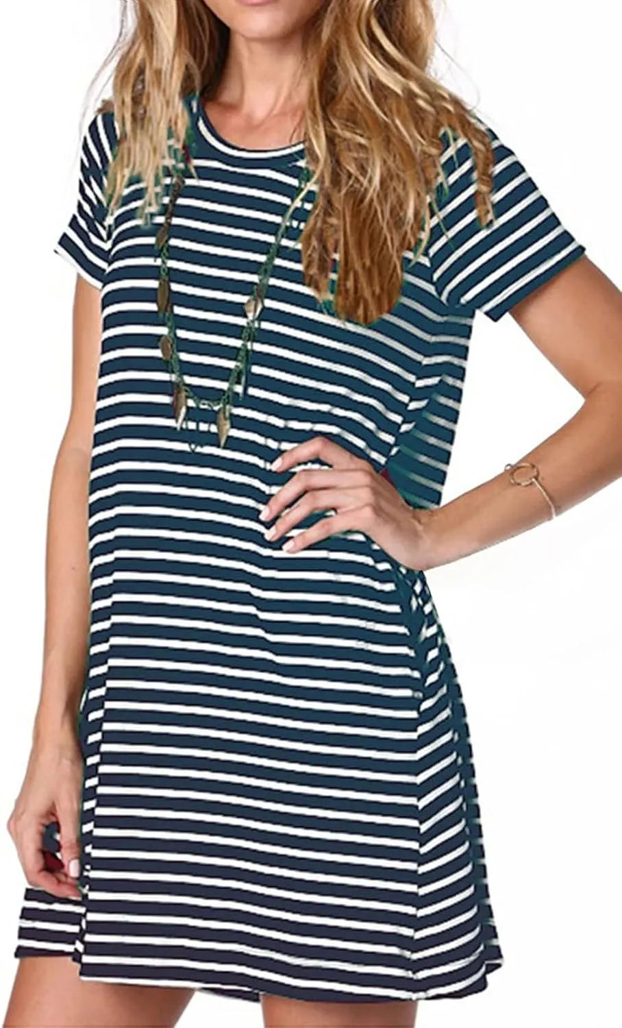Alaster Womens Casual Summer T Shirt Dress Loose Short Sleeve Tunic Dress with Pocket for Women