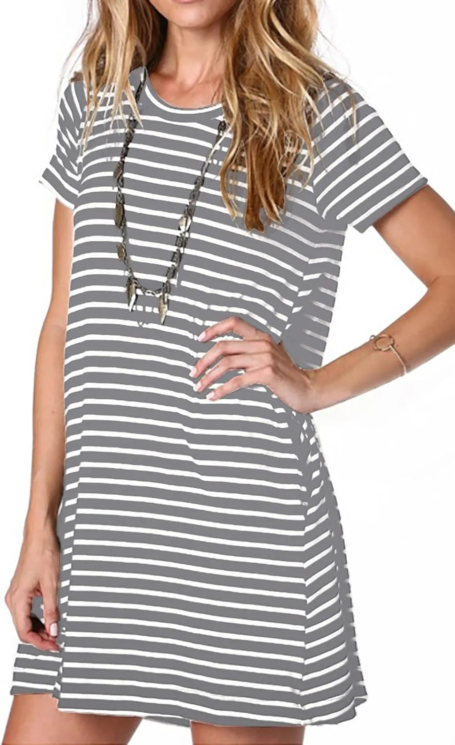 Alaster Womens Casual Summer T Shirt Dress Loose Short Sleeve Tunic Dress with Pocket for Women