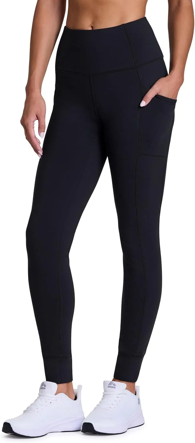 Avalanche Women's Fleece Hiking Leggings, High Waist Full Length Fleece Lined Legging Fleece Yoga Pants with Pockets