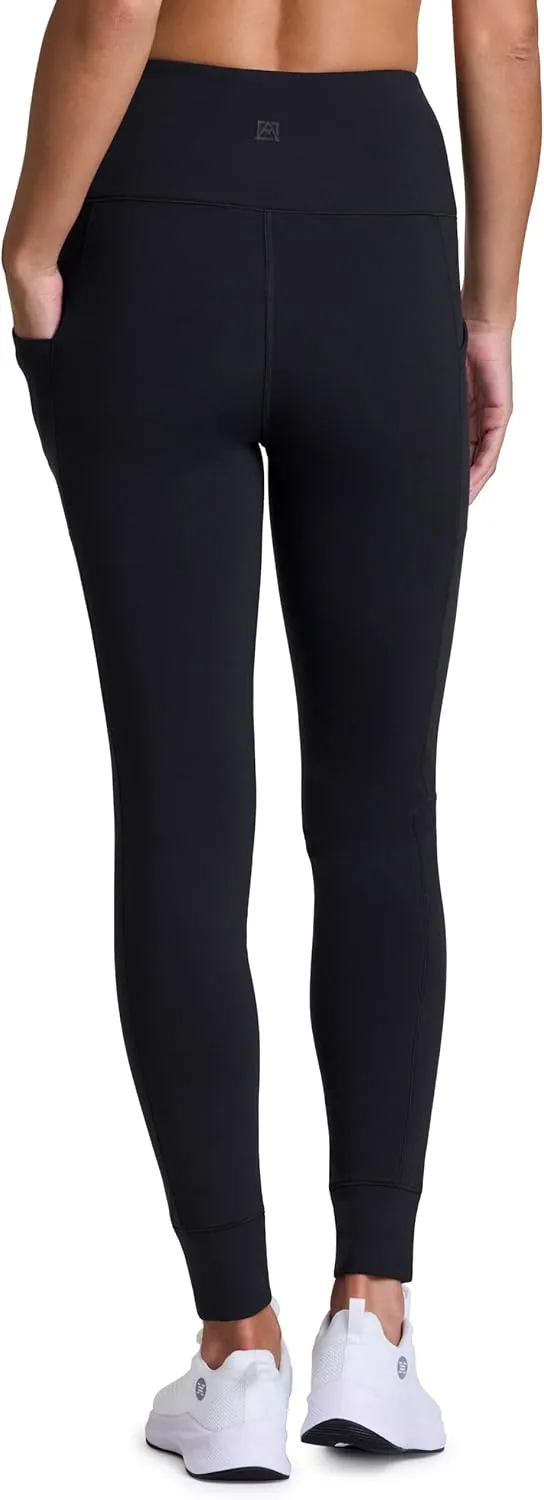 Avalanche Women's Fleece Hiking Leggings, High Waist Full Length Fleece Lined Legging Fleece Yoga Pants with Pockets