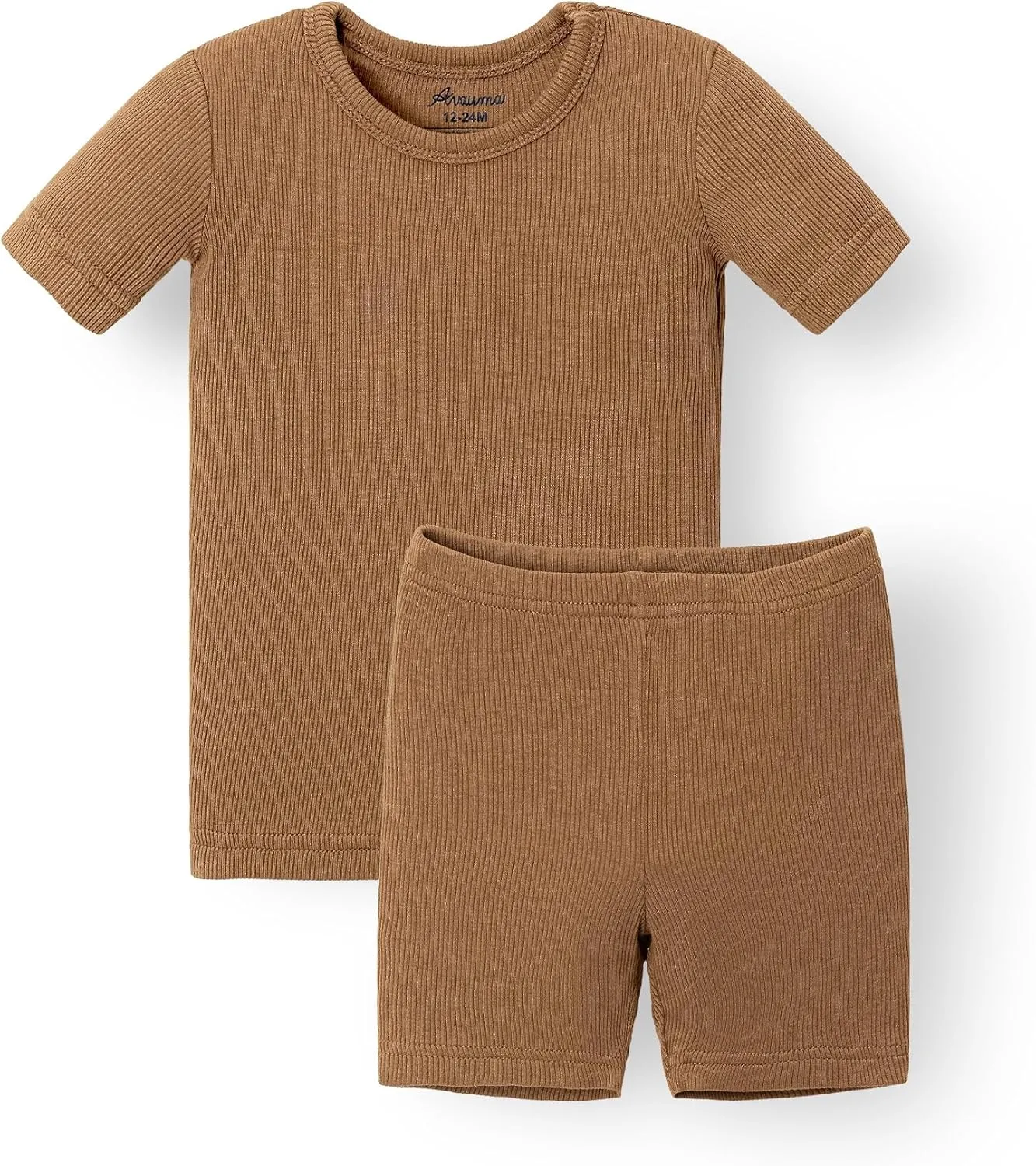 AVAUMA Toddler Short Pajamas Set 6M-10 Years Baby Boys Girls Kids Snug fit Ribbed Sleepwear pjs for Daily Life Style
