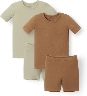 AVAUMA Toddler Short Pajamas Set 6M-10 Years Baby Boys Girls Kids Snug fit Ribbed Sleepwear pjs for Daily Life Style