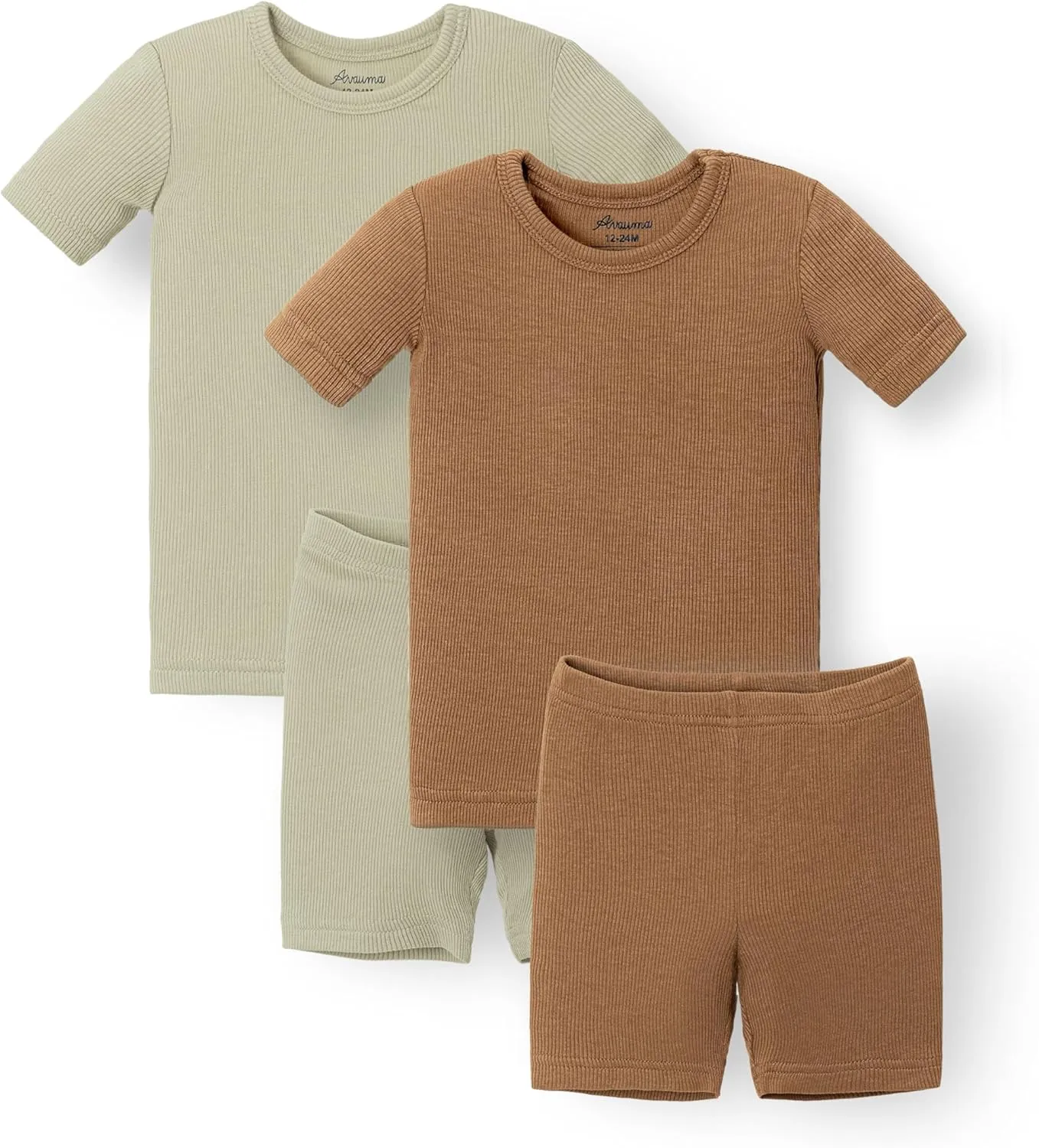 AVAUMA Toddler Short Pajamas Set 6M-10 Years Baby Boys Girls Kids Snug fit Ribbed Sleepwear pjs for Daily Life Style