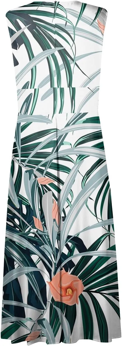 Azeralia Summer Dresses for Women 2024 Sleeveless Cruise Dresses for Women 2024 Wedding Guest Dress Plus Size Summer Dresses