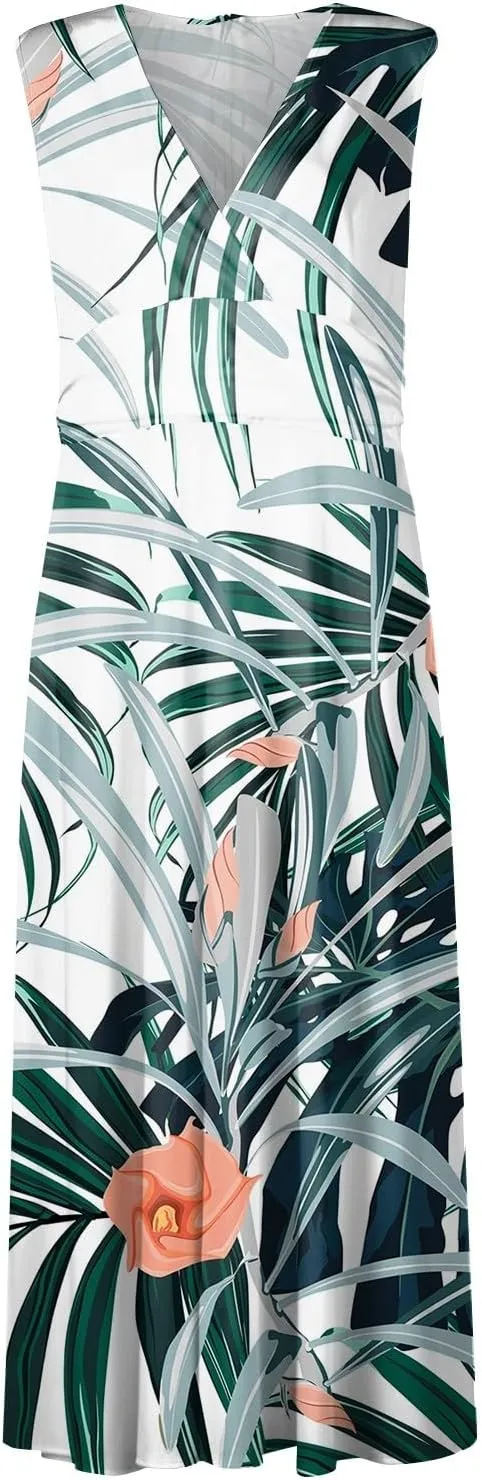 Azeralia Summer Dresses for Women 2024 Sleeveless Cruise Dresses for Women 2024 Wedding Guest Dress Plus Size Summer Dresses