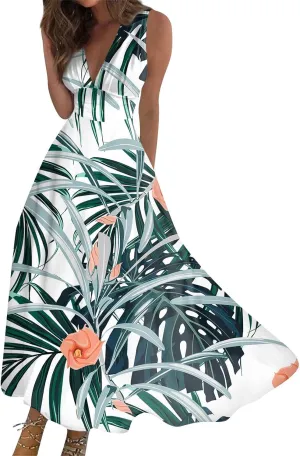 Azeralia Summer Dresses for Women 2024 Sleeveless Cruise Dresses for Women 2024 Wedding Guest Dress Plus Size Summer Dresses