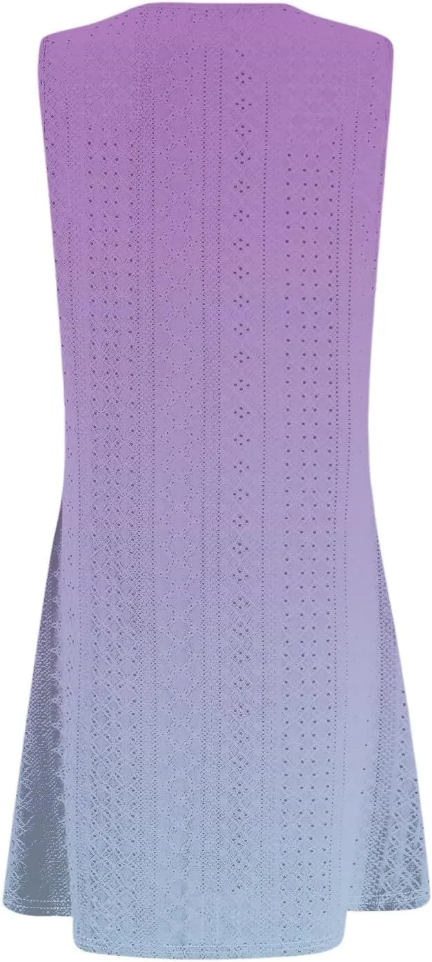 Azeralia Women Casual Loose Sundress Sleeveless Round Neck Mini Beach Tank Dress Travel Vacation 2025 Summer Outfits