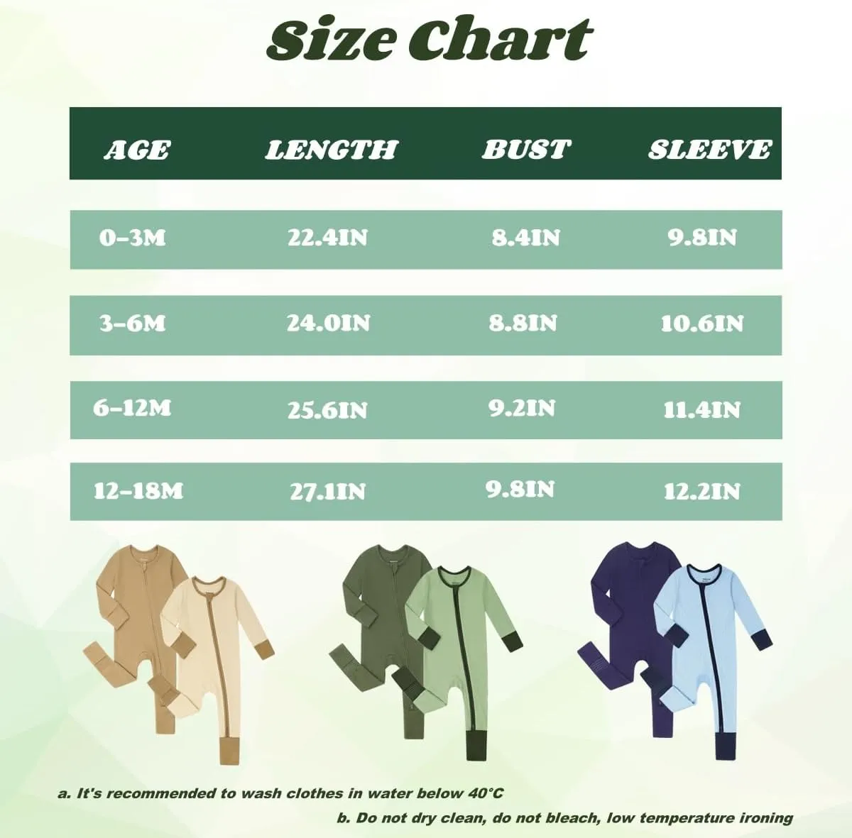 Bafeicao Baby Rayon of Bamboo Pajamas Sleeper with Mitten Cuffs Ribbed 2 Way Zipper Romper Long Sleeve Footless Pjs Sleepers