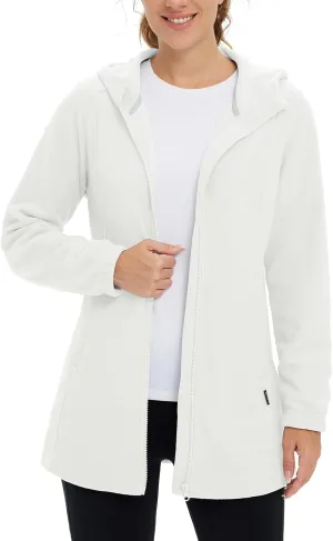 baleaf Women's Long Fleece Jacket Full Zip Polar Fleece Hoodie Soft Lightweight Winter Coat