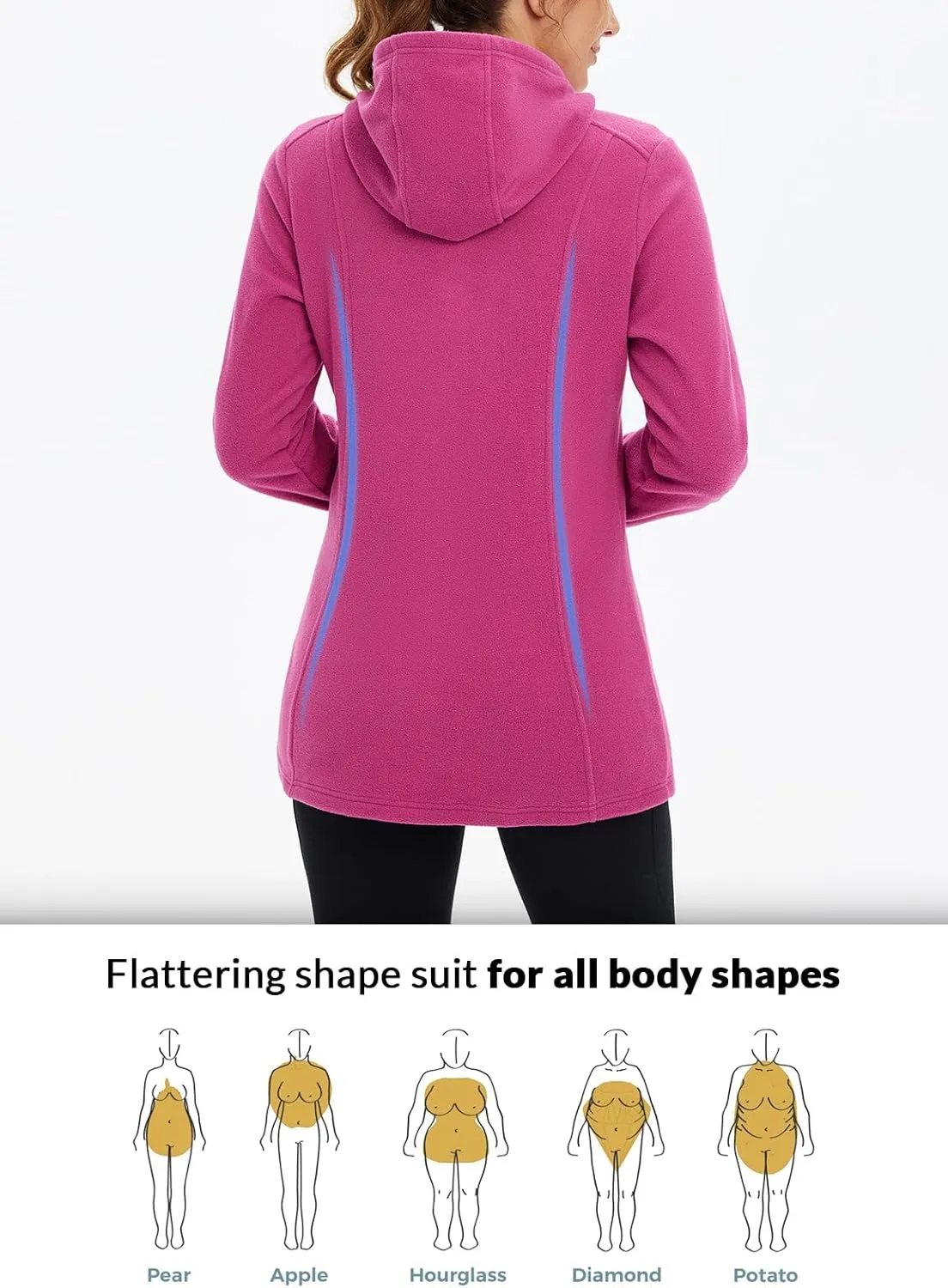baleaf Women's Long Fleece Jacket Full Zip Polar Fleece Hoodie Soft Lightweight Winter Coat