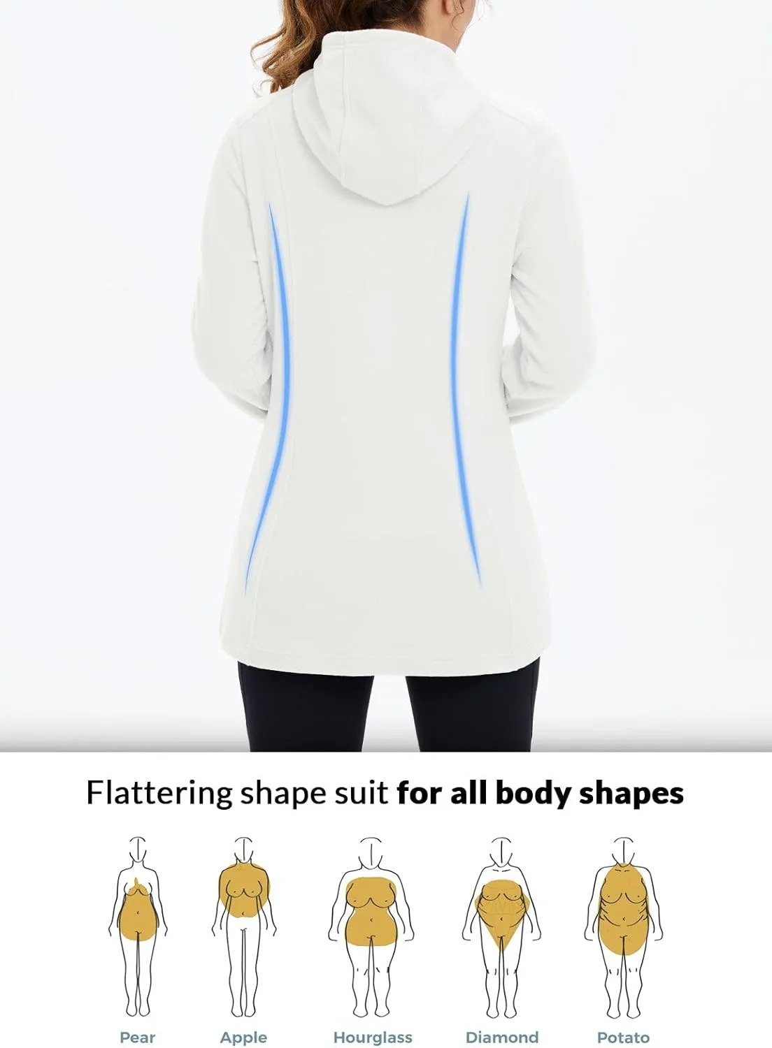 baleaf Women's Long Fleece Jacket Full Zip Polar Fleece Hoodie Soft Lightweight Winter Coat