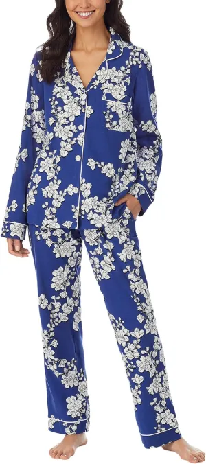 BedHead PJs Women's Long Sleeve Classic Notch Collar Pajama Set, Cotton Spandex