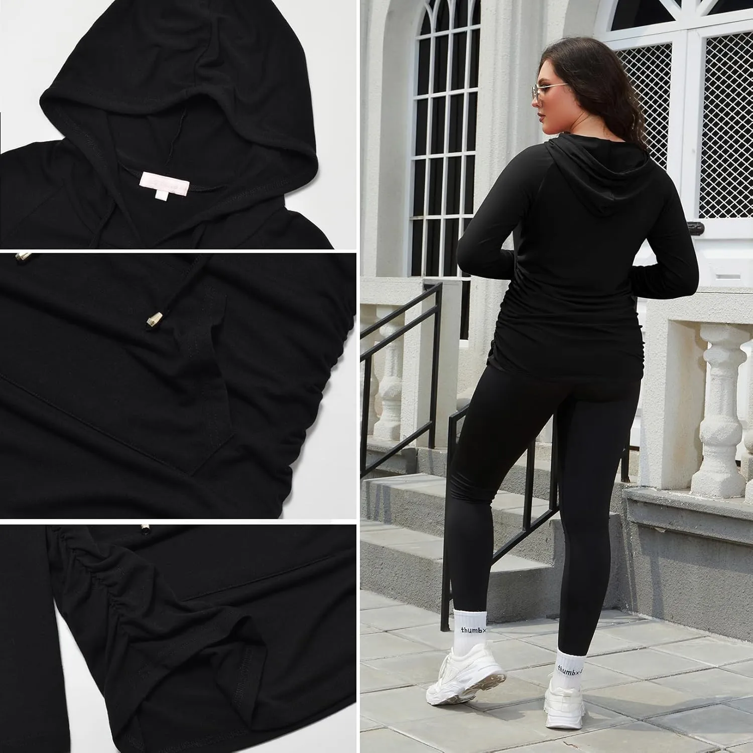 Bhome Maternity Hoodie Long Sleeves Shirt Casual Top Basic Tee Layering Sweatshirt