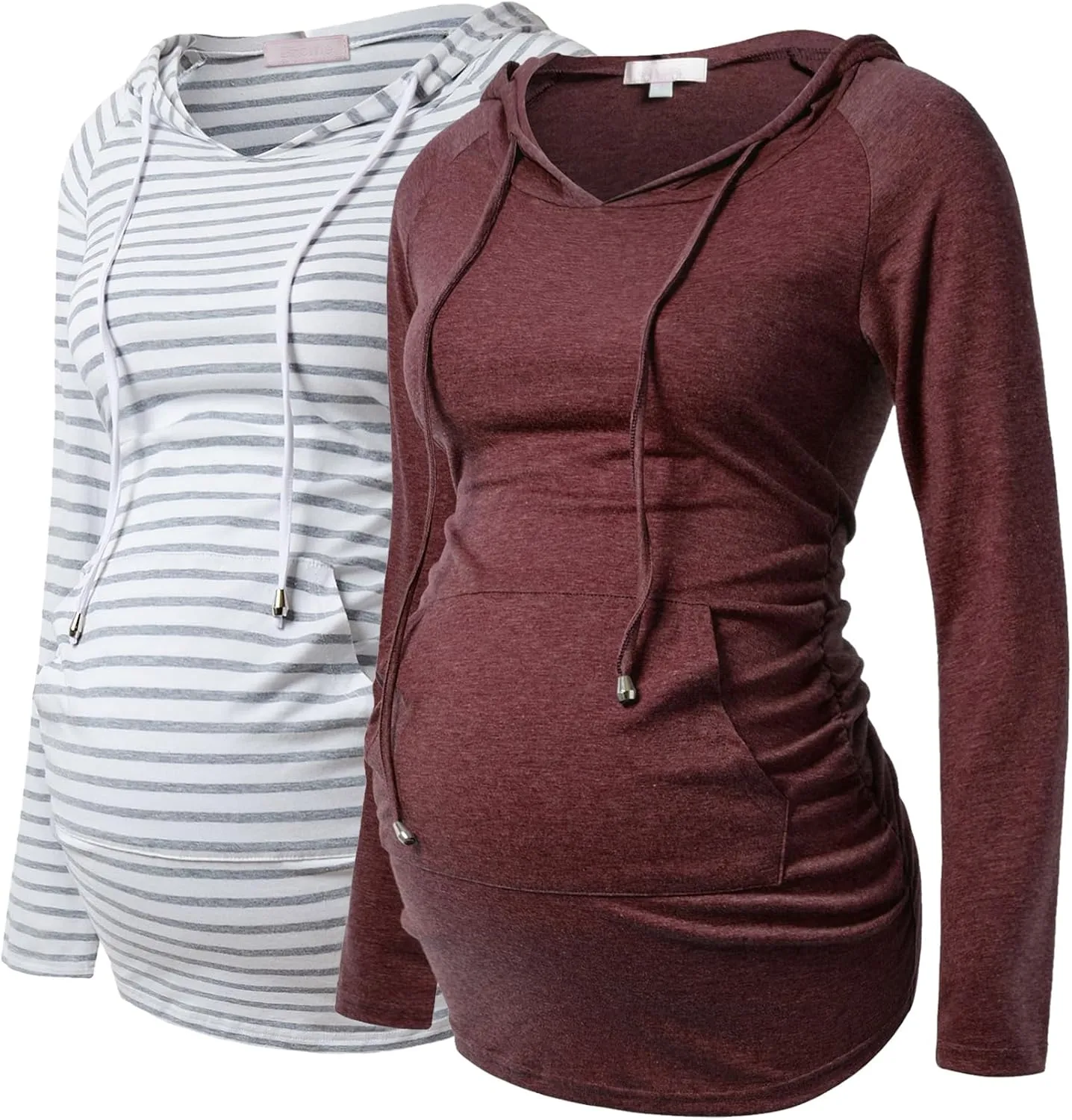 Bhome Maternity Hoodie Long Sleeves Shirt Casual Top Basic Tee Layering Sweatshirt