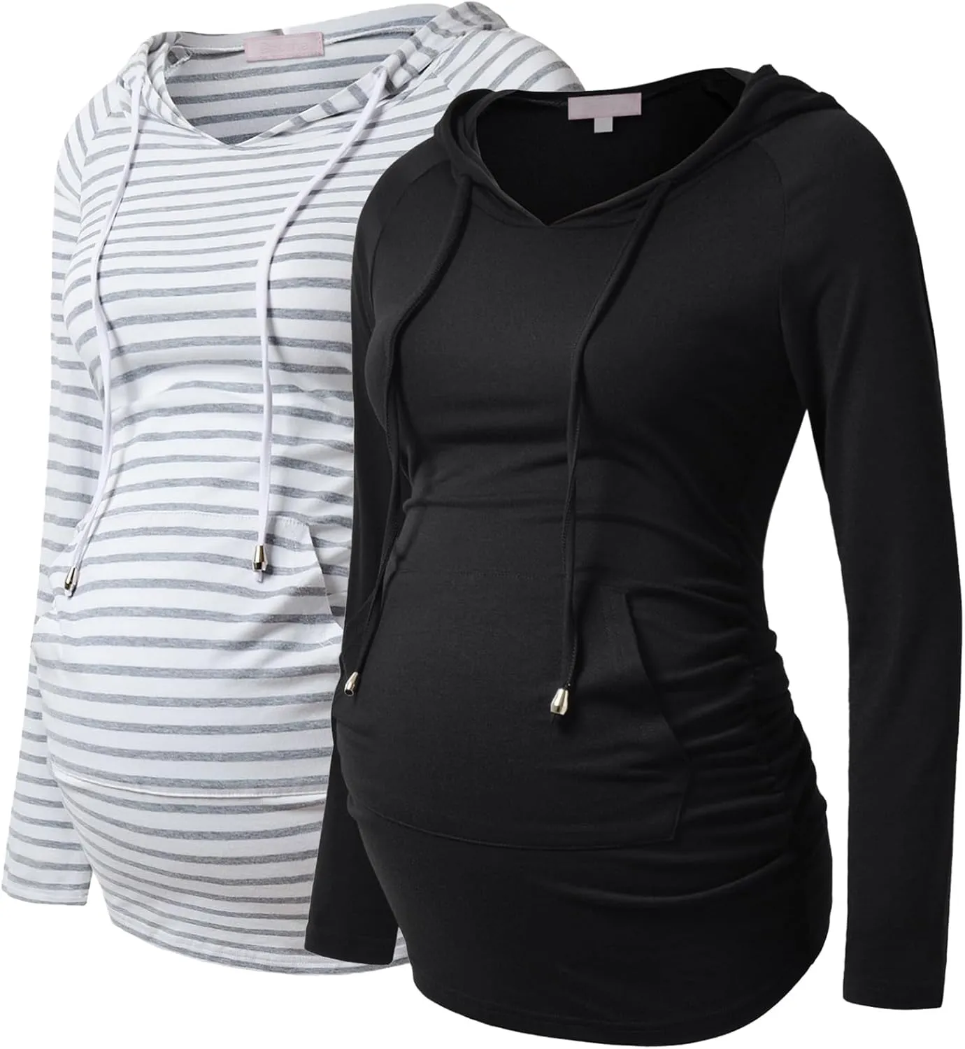 Bhome Maternity Hoodie Long Sleeves Shirt Casual Top Basic Tee Layering Sweatshirt