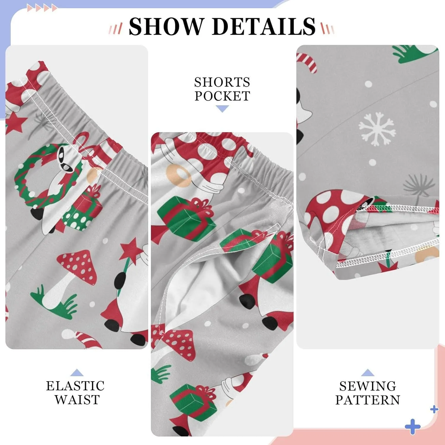 Boys' Pants Christmas Gnomes Snowflakes Long Bottoms Winter Mushroom Star Jogger Pants Elastic Waist Trousers with Pockets S