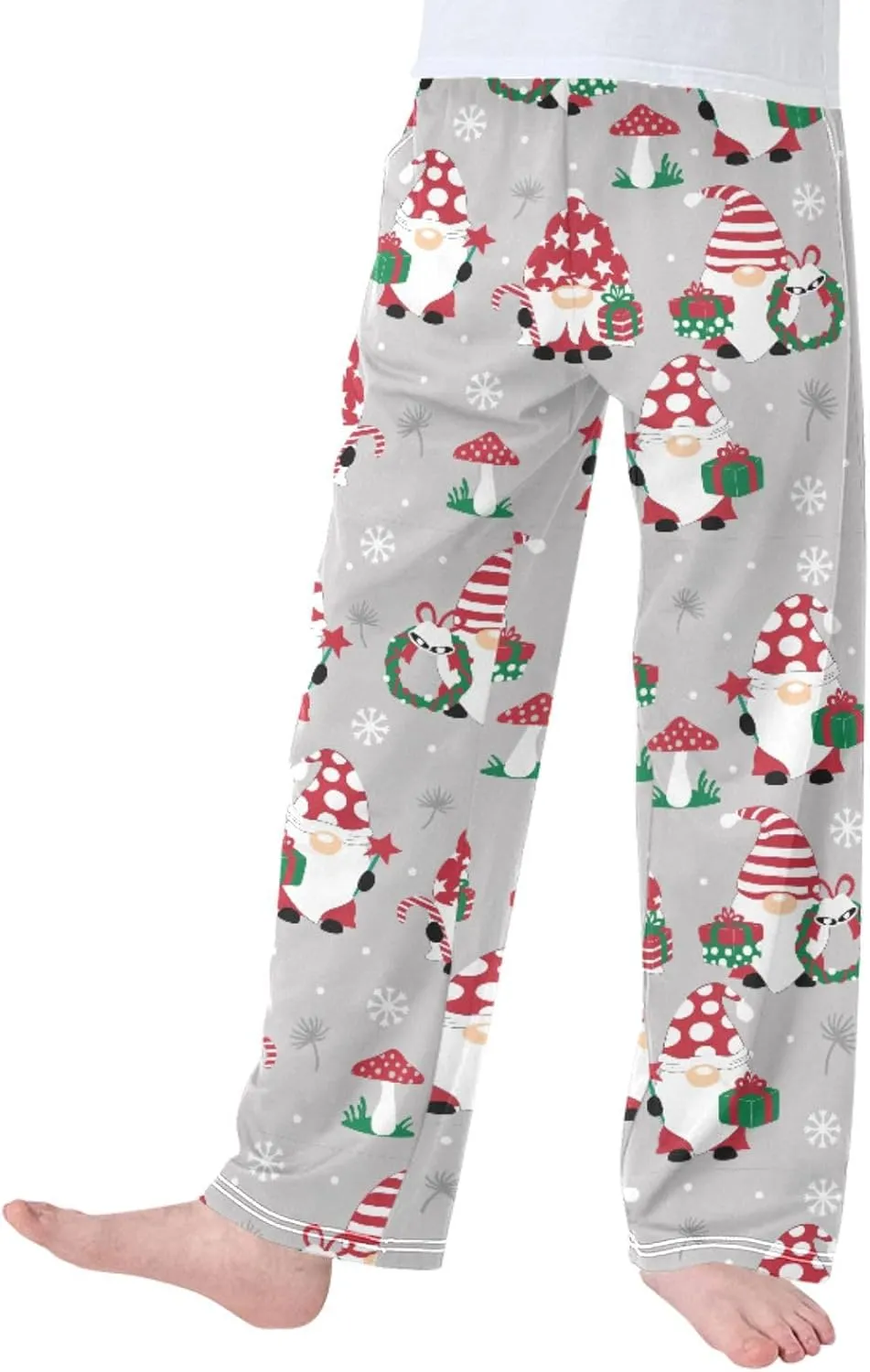 Boys' Pants Christmas Gnomes Snowflakes Long Bottoms Winter Mushroom Star Jogger Pants Elastic Waist Trousers with Pockets S
