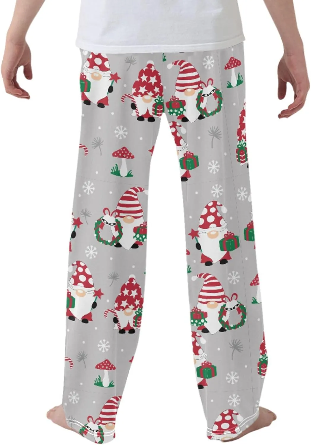 Boys' Pants Christmas Gnomes Snowflakes Long Bottoms Winter Mushroom Star Jogger Pants Elastic Waist Trousers with Pockets S