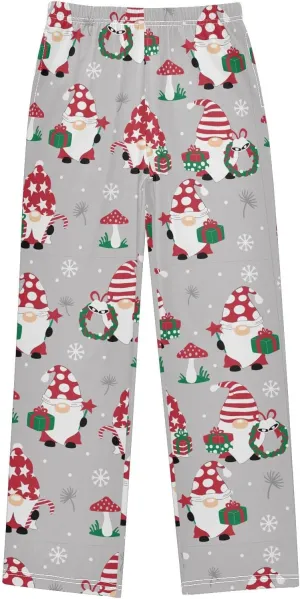 Boys' Pants Christmas Gnomes Snowflakes Long Bottoms Winter Mushroom Star Jogger Pants Elastic Waist Trousers with Pockets S