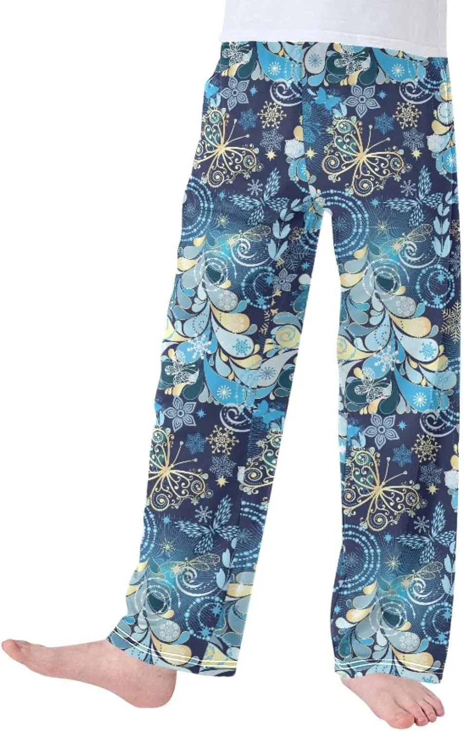 Boys' Pants Christmas Tree Snowflakes Butterfly Long Bottoms Gold Dragonfly Stars Jogger Pants Elastic Waist Trousers S