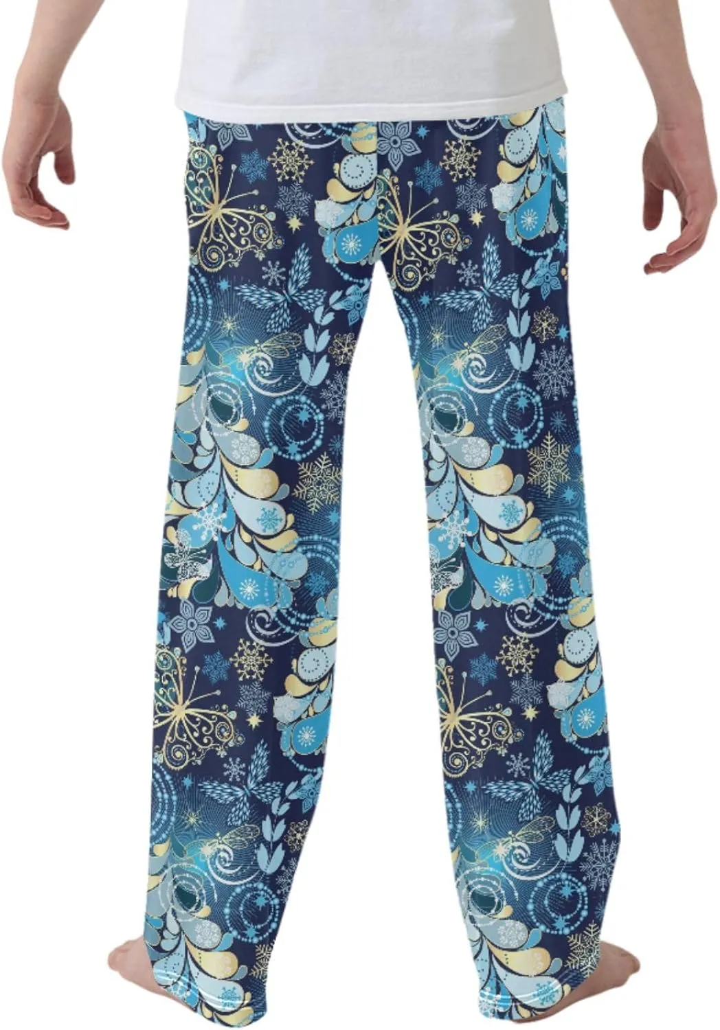 Boys' Pants Christmas Tree Snowflakes Butterfly Long Bottoms Gold Dragonfly Stars Jogger Pants Elastic Waist Trousers S