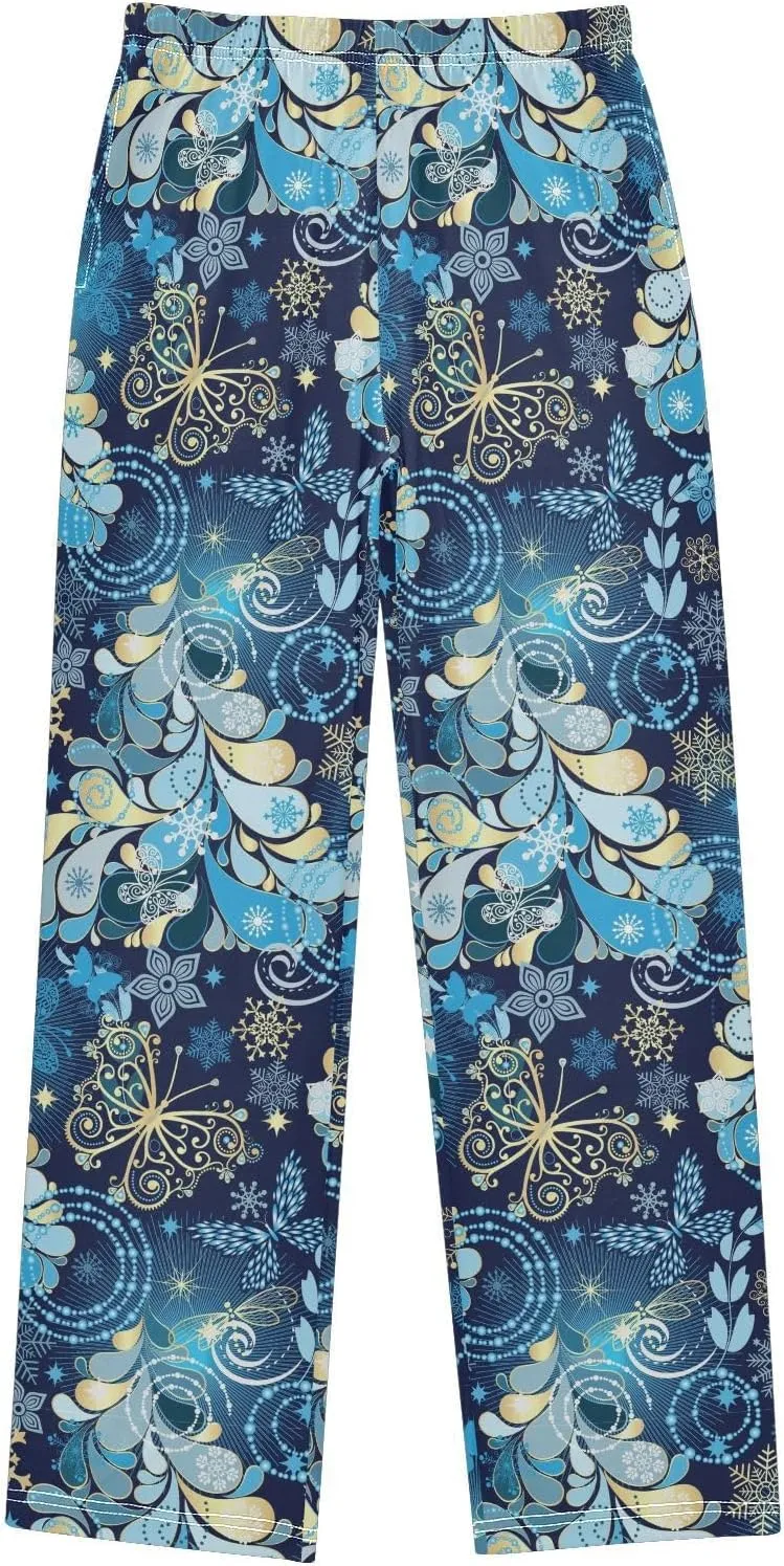 Boys' Pants Christmas Tree Snowflakes Butterfly Long Bottoms Gold Dragonfly Stars Jogger Pants Elastic Waist Trousers S