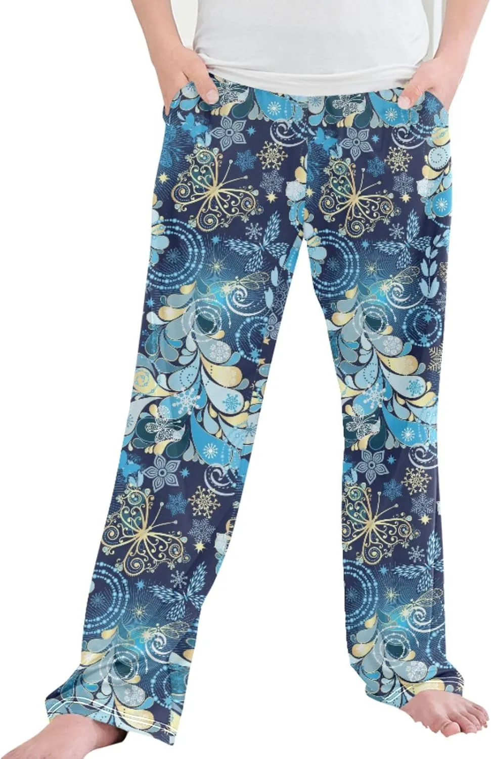 Boys' Pants Christmas Tree Snowflakes Butterfly Long Bottoms Gold Dragonfly Stars Jogger Pants Elastic Waist Trousers S