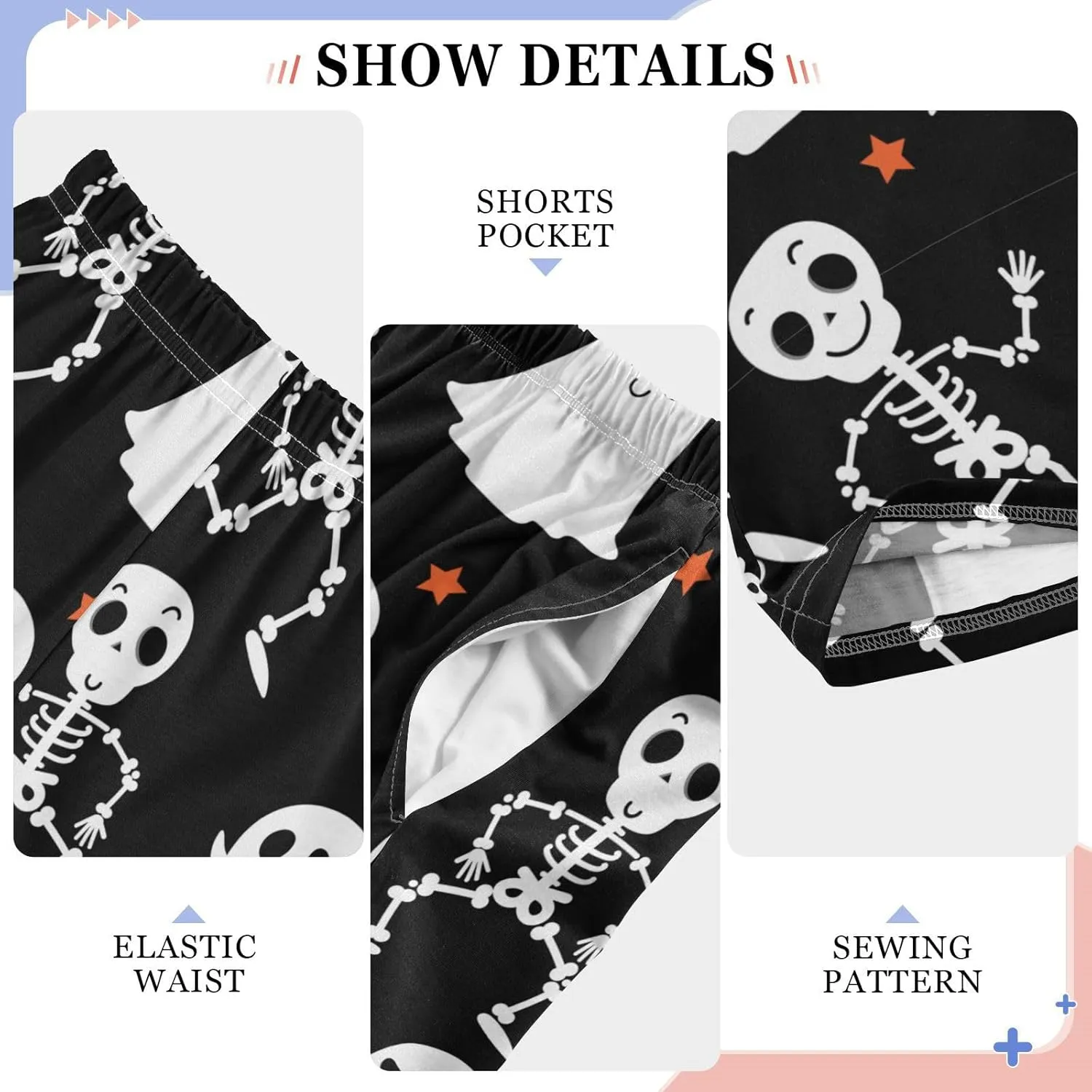 Boys' Pants Cute Skeleton Scary Ghost Long Bottoms Cute Skull Stars Jogger Pants Elastic Waist Trousers with Pockets S