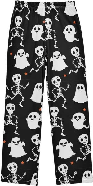 Boys' Pants Cute Skeleton Scary Ghost Long Bottoms Cute Skull Stars Jogger Pants Elastic Waist Trousers with Pockets S