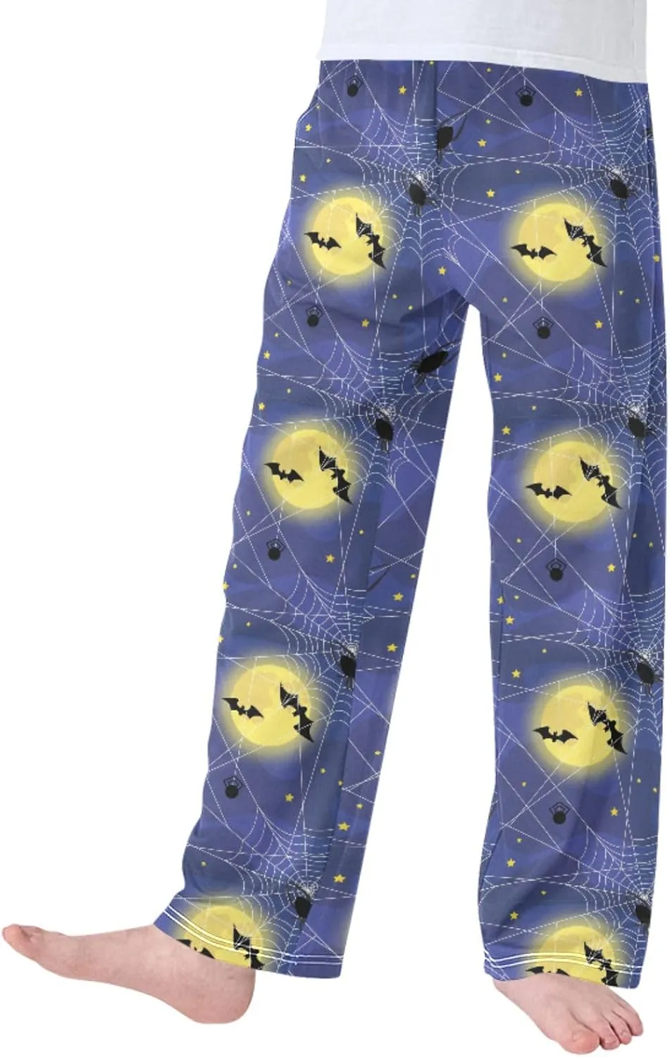 Boys' Pants Halloween Black Spiders Bats Long Bottoms Stars Full Moon White Web Jogger Pants Elastic Waist Trousers S