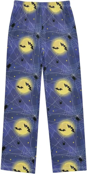 Boys' Pants Halloween Black Spiders Bats Long Bottoms Stars Full Moon White Web Jogger Pants Elastic Waist Trousers S