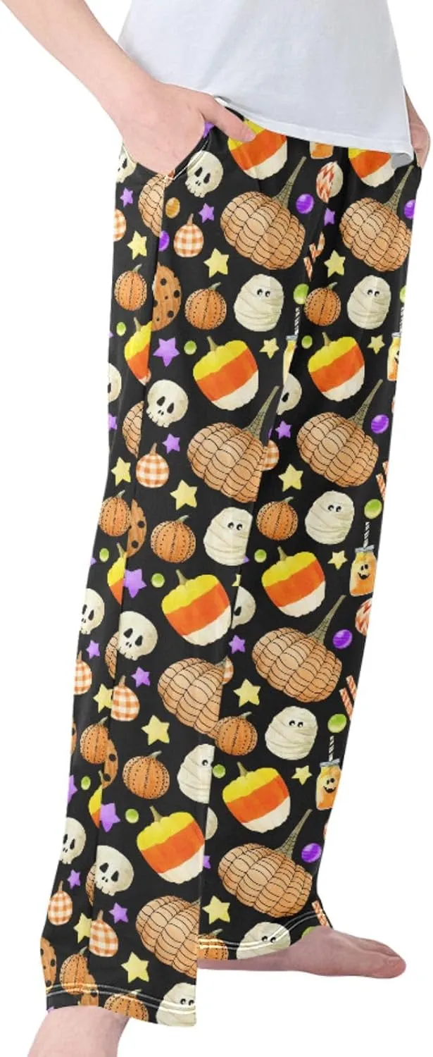 Boys' Pants Halloween Pumpkins Candy Long Bottoms Skull Gold Stars Ghosts Jogger Pants Elastic Waist Trousers with Pockets S