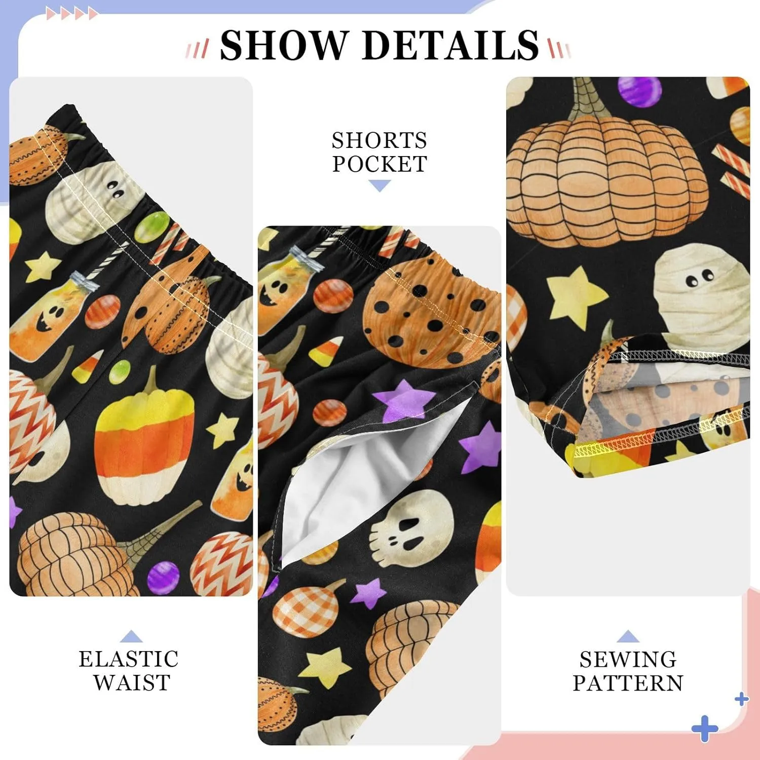 Boys' Pants Halloween Pumpkins Candy Long Bottoms Skull Gold Stars Ghosts Jogger Pants Elastic Waist Trousers with Pockets S