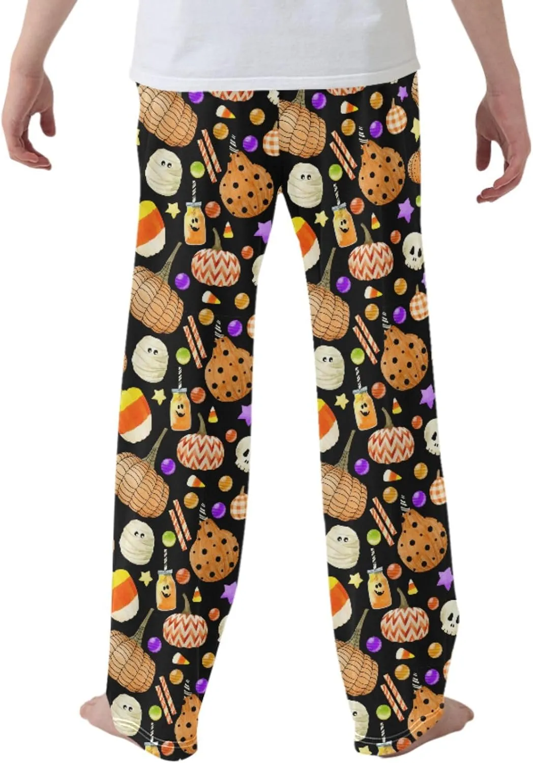 Boys' Pants Halloween Pumpkins Candy Long Bottoms Skull Gold Stars Ghosts Jogger Pants Elastic Waist Trousers with Pockets S