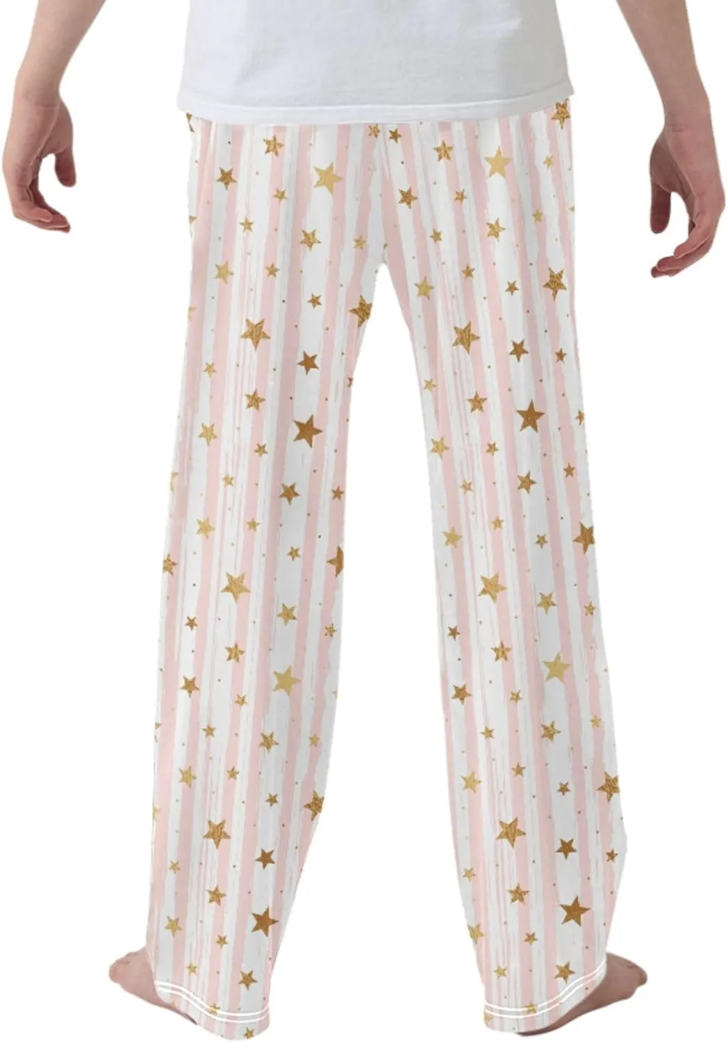 Boys' Pants Random Golded Star Pink Stripe Long Bottoms Pink White Star Stripe Jogger Pants Elastic Waist Trousers S