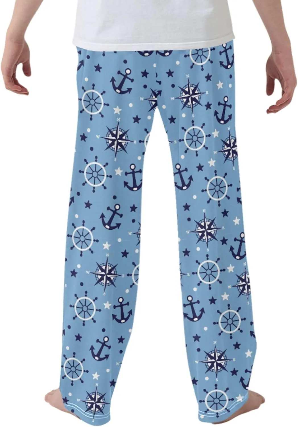 Boys' Pants Sea Steering Wheel Anchor Long Bottoms Compass Steering Wheel Stars Jogger Pants Elastic Waist Trousers S