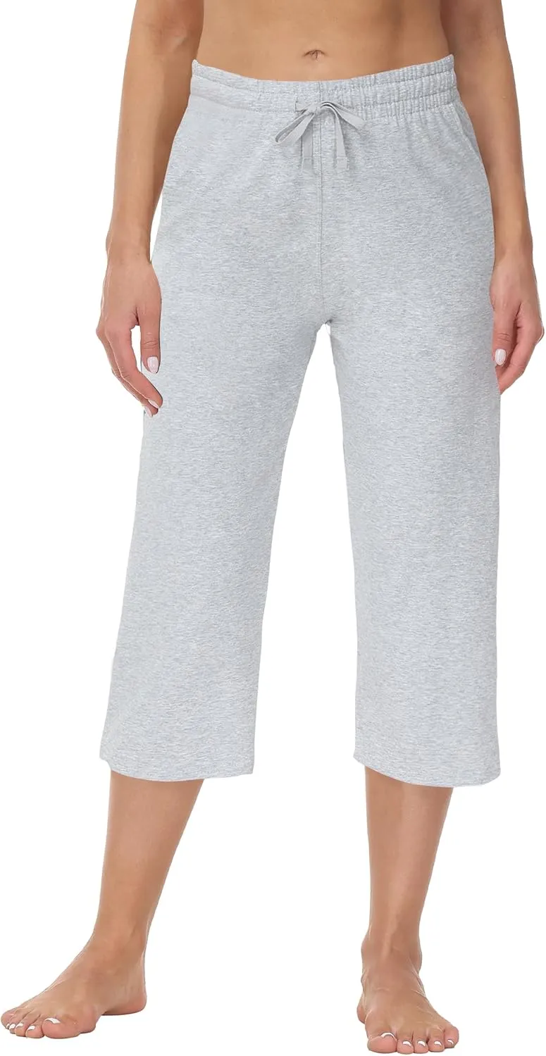 Cakulo Womens Capri Pants Wide Leg Yoga Capris Summer High Waisted Casual Lounge Cropped Pants with Pockets