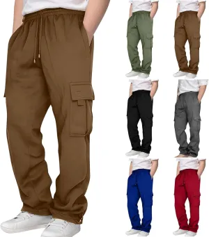 Cargo Sweatpants for Teen Boys Casual Elastic Waist Drawstring Sweat Pants Teens Active Workout Joggers with Pockets