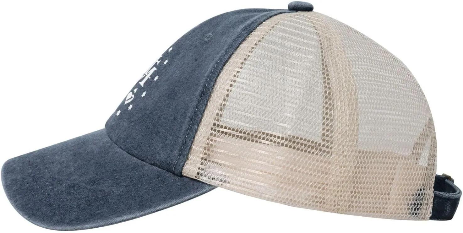 Catholic Virgin Mary Sacred Heart Outdoor Washed Denim Mesh Hat Denim Baseball Cap Cowboy Hat
