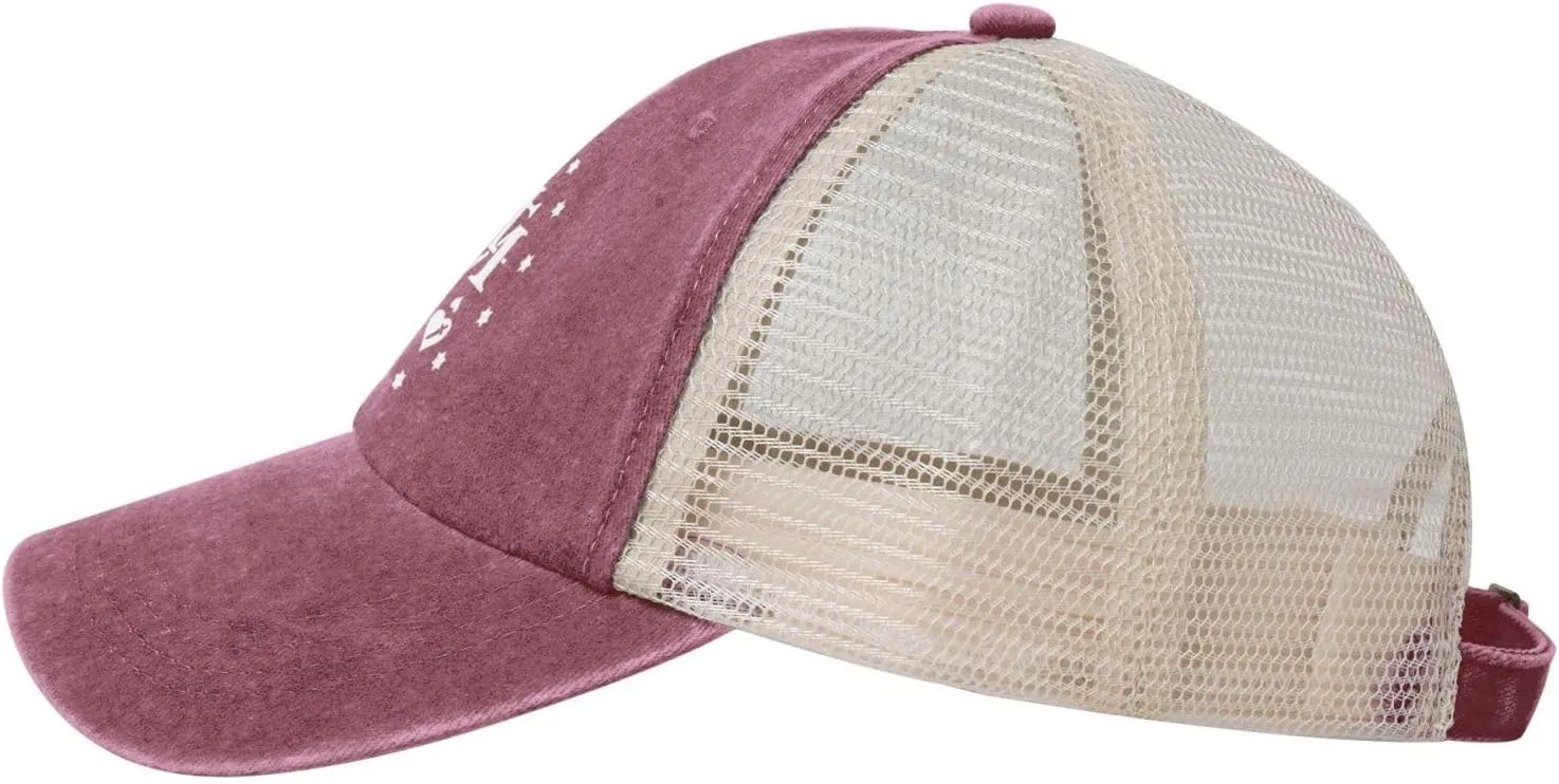 Catholic Virgin Mary Sacred Heart Outdoor Washed Denim Mesh Hat Denim Baseball Cap Cowboy Hat