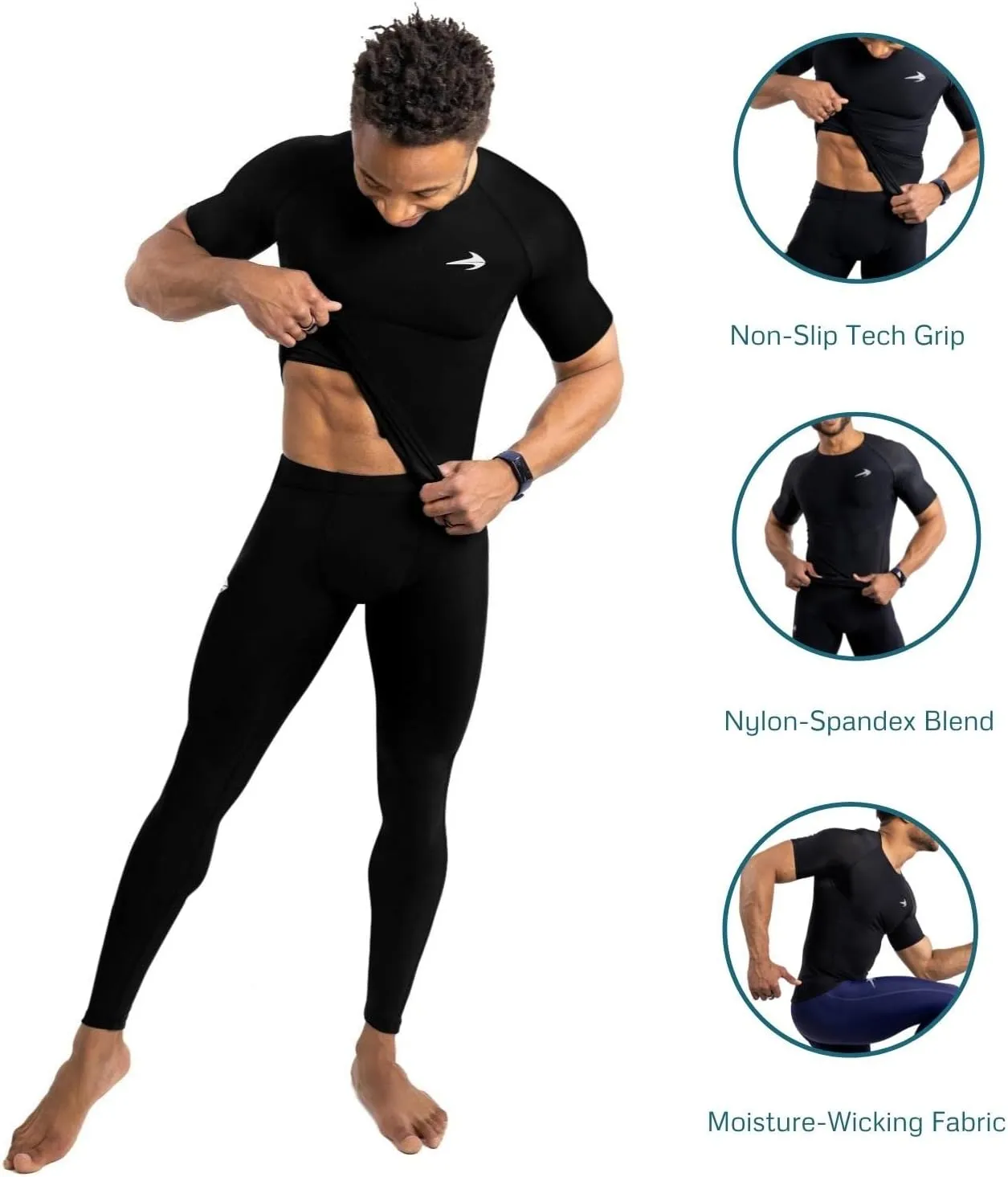 CompressionZ Men's Compression Shirt - Athletic Base Layer for Workouts Running Dry Fit Athletic Training