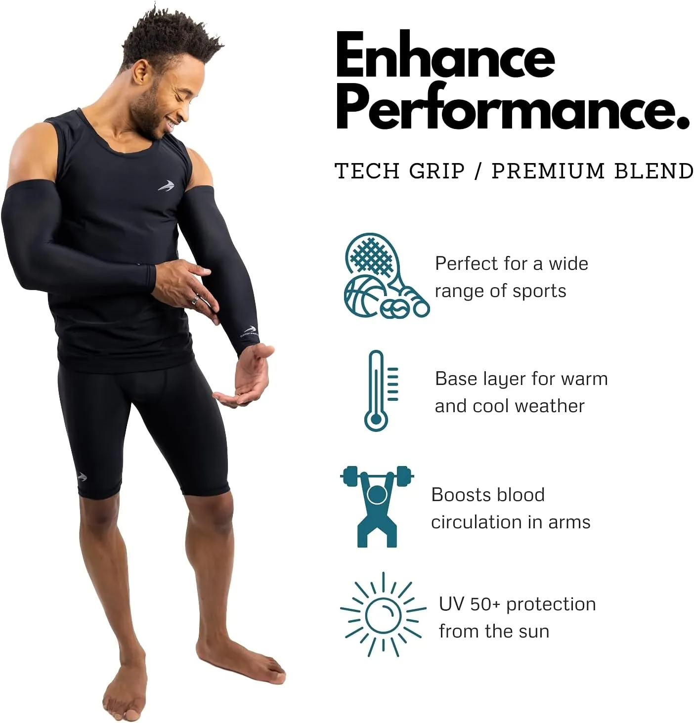 CompressionZ Men's Compression Shirt - Athletic Base Layer for Workouts Running Dry Fit Athletic Training