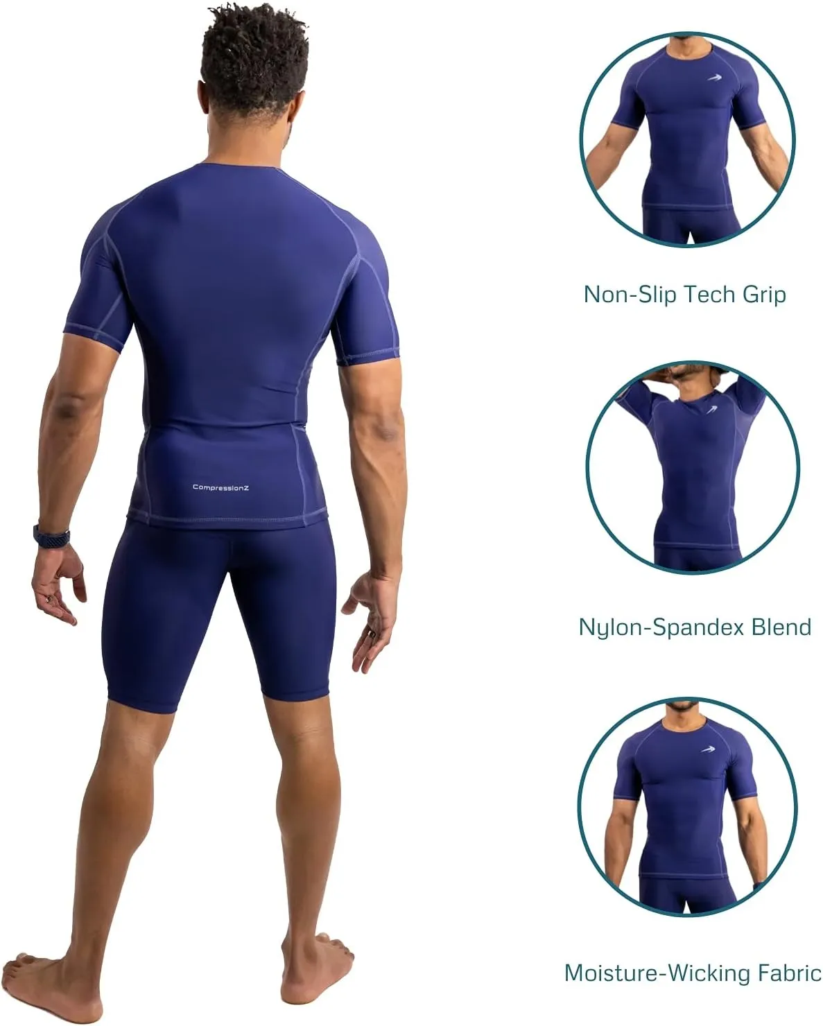 CompressionZ Men's Compression Shirt - Athletic Base Layer for Workouts Running Dry Fit Athletic Training