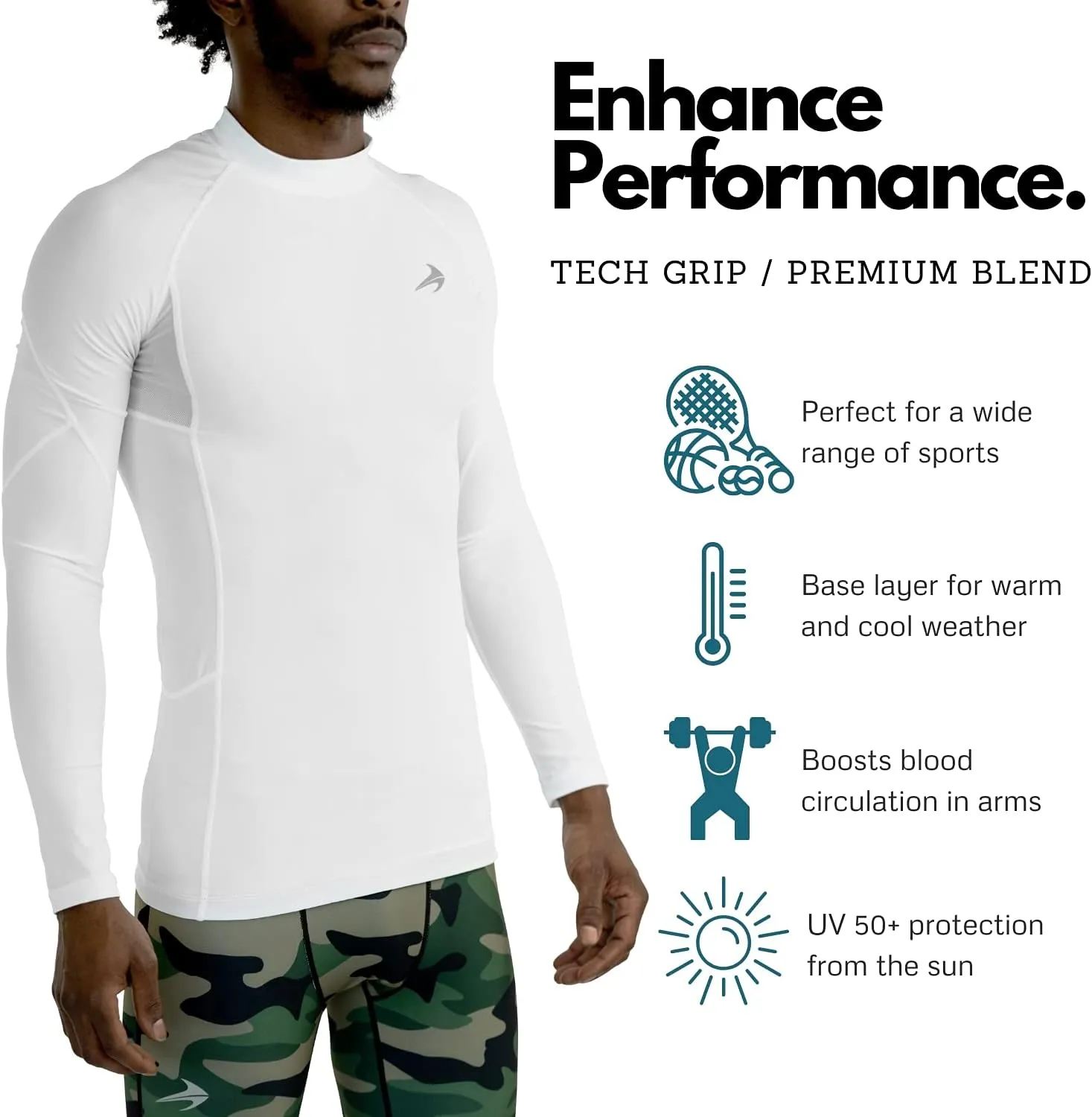 CompressionZ Mens Quick Dry Compression Long Sleeve Baselayer Athletic Shirt