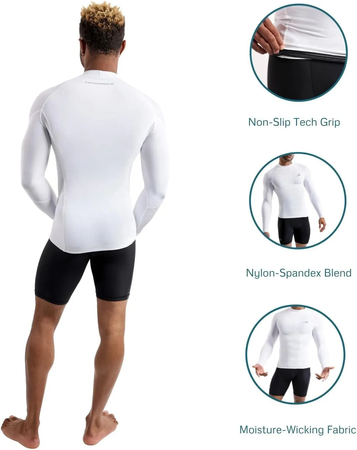 CompressionZ Mens Quick Dry Compression Long Sleeve Baselayer Athletic Shirt